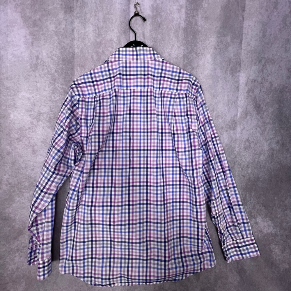 Jos. A. Bank Button Down Shirt Mens Medium Purple Blue Check Traveler Tailored - Picture 7 of 9